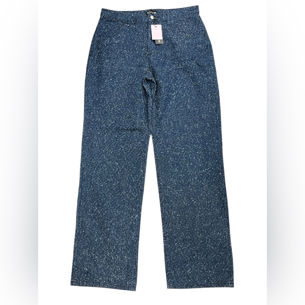 PrettyLittleThing Blue Bobble Texture High Waist Straight Leg Jeans Size 8 - Picture 12 of 12